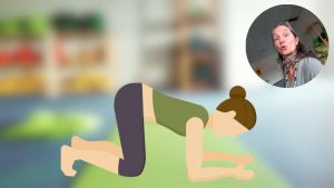 Wonne-Do-Yoga-Stunden-Yoga-Stellung-Ellenbogen-Katze