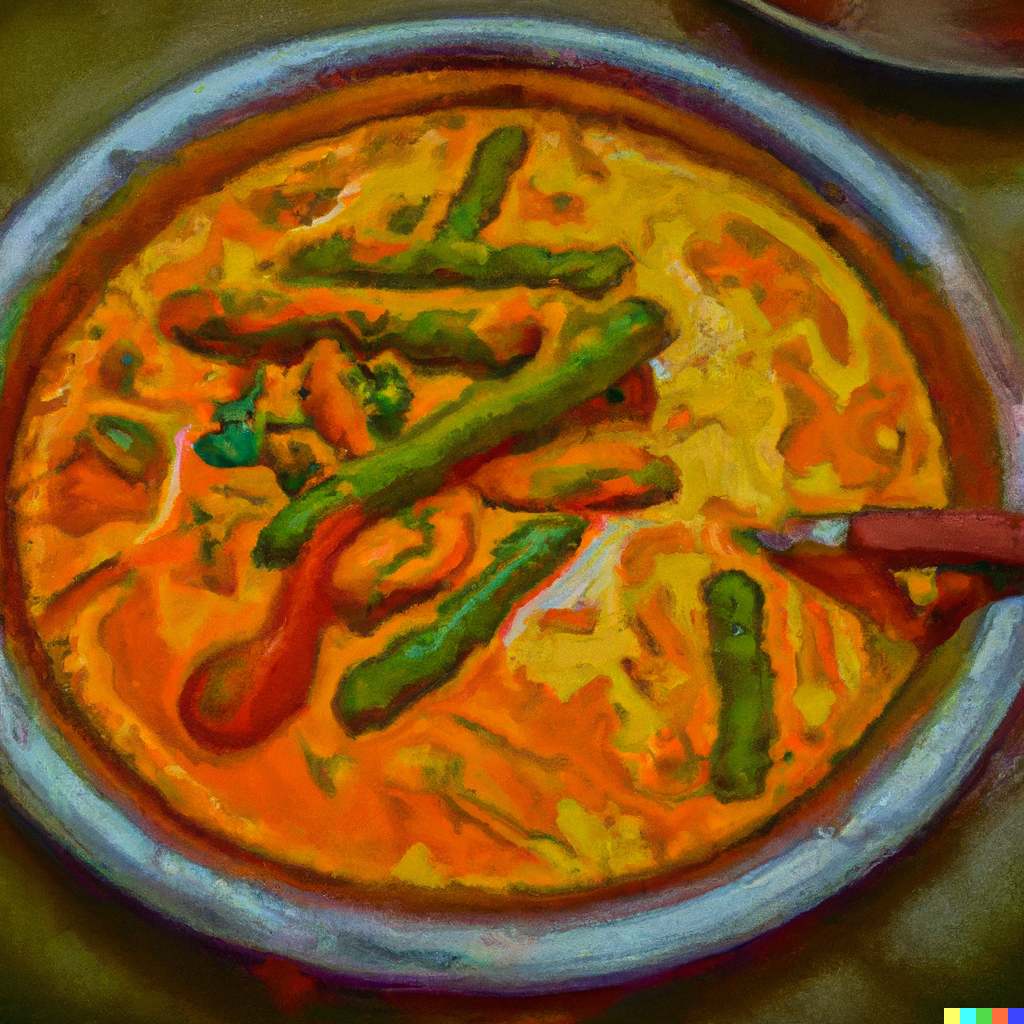 Gemüse-Curry als Ölgemälde