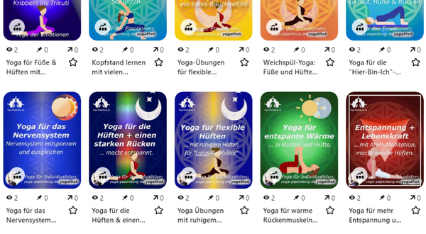 Yoga für die Hüften - Sammlung an Yoga-Stunden als Online-Videos auf Pinterest.