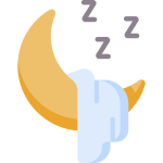 Ein Mond mit Bettdecke und Schlafgeräuschen