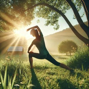 Eine Person übt Yoga in der Natur - Übungen für die Gelenke - sanftes Yoga - Bambus-Yoga