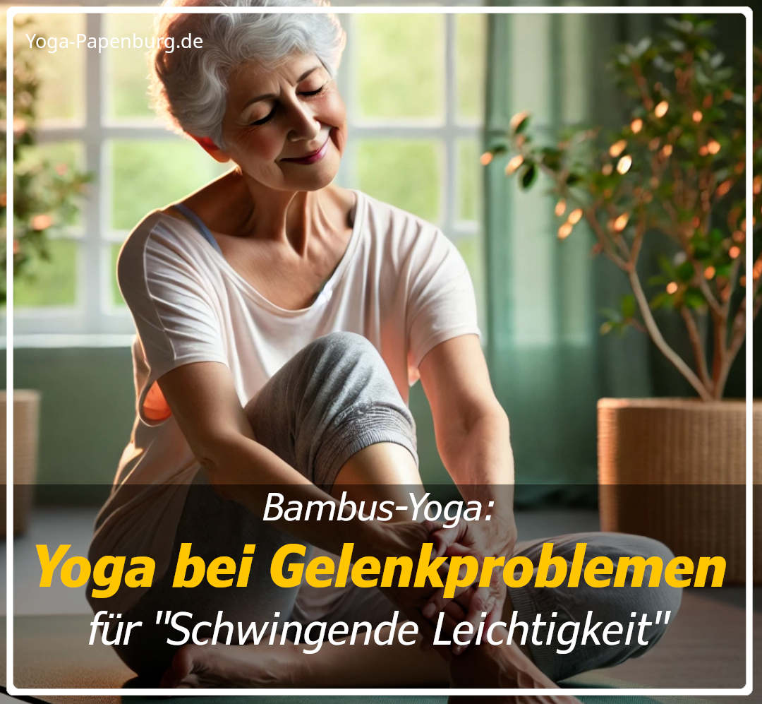 Yoga bei Gelenkproblemen - Schwingende Leichtigkeit mit Bambus-Yoga - Frau auf Yogamatte ist glücklich - Bambus-Yoga ist Yoga für die Gelenke bei Gelenkproblemen