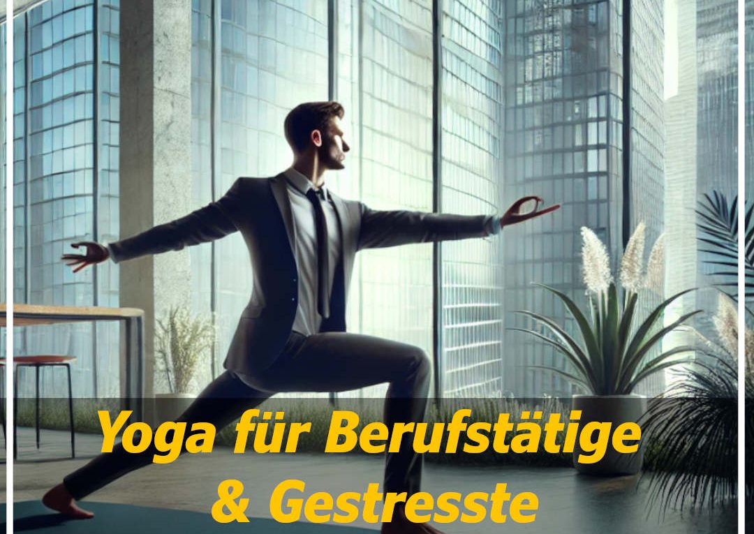 Yoga für Berufstätige und gestresste - Mentale Klarheit und Entspannung - Mann übt Yoga im Büro